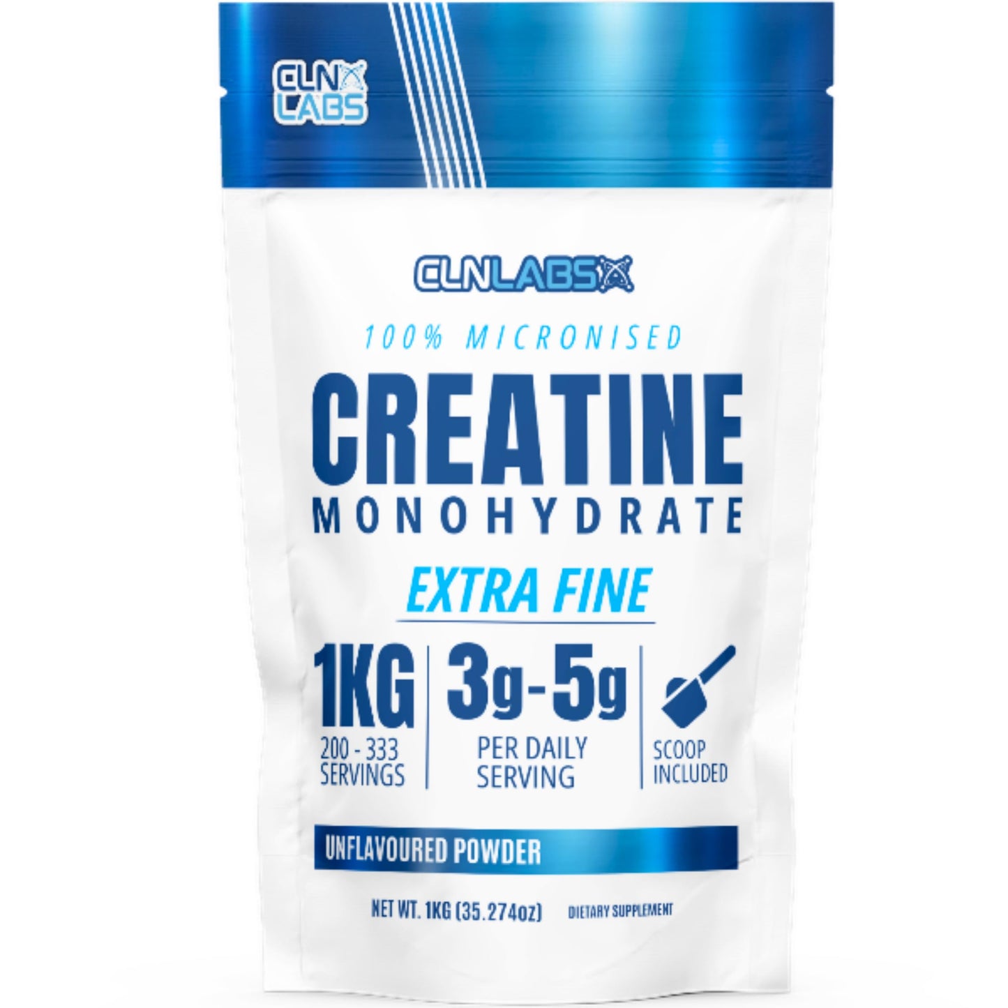 Creatine Monohydrate Powder - 300g (60 x 5g Servings) | 200 Mesh Fine Grade Powder, Pure & Mixes Easily | Includes Scoop | Unflavoured | Made in The UK by CLN Labs