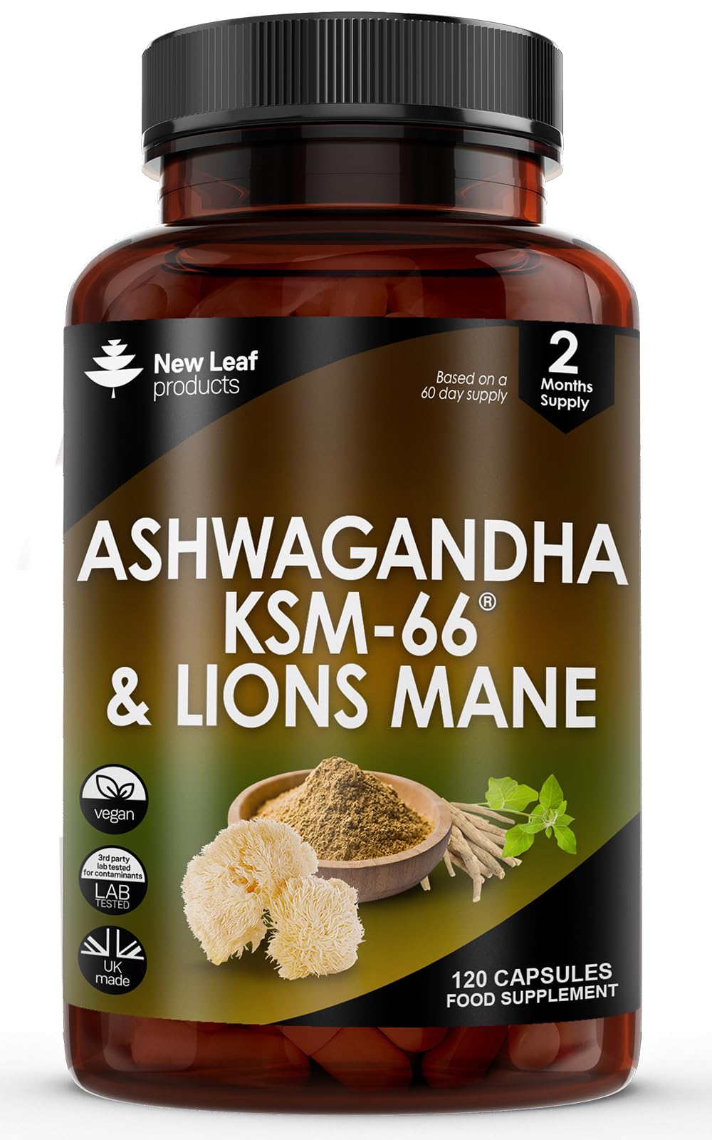 Ashwagandha KSM 66-365 (6 Months Supply) 1200mg Vegan Tablets Pure High Strength Ashwagandha Root Extract - Ashwagandha KSM Tablets Supplement (not Ashwagandha Capsules) Non-GMO & UK Made