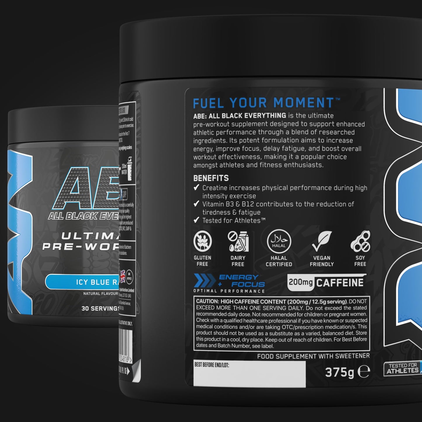 Applied Nutrition ABE Pre Workout - All Black Everything Pre Workout Powder, Energy & Physical Performance with Citrulline, Creatine, Beta Alanine (375g - 30 Servings) (Cherry Cola)