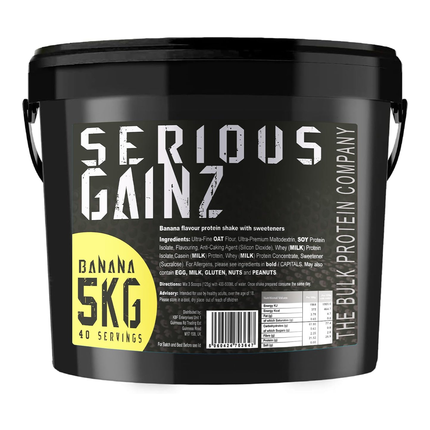 The Bulk Protein Company, SERIOUS GAINZ - Whey Protein Powder - Weight Gain, Mass Gainer - 30g Protein Powders (Chocolate, 5kg)