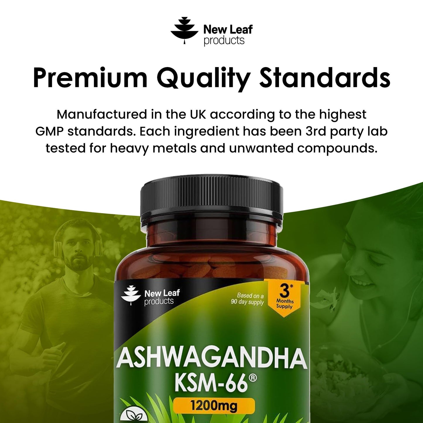 Ashwagandha KSM 66-365 (6 Months Supply) 1200mg Vegan Tablets Pure High Strength Ashwagandha Root Extract - Ashwagandha KSM Tablets Supplement (not Ashwagandha Capsules) Non-GMO & UK Made