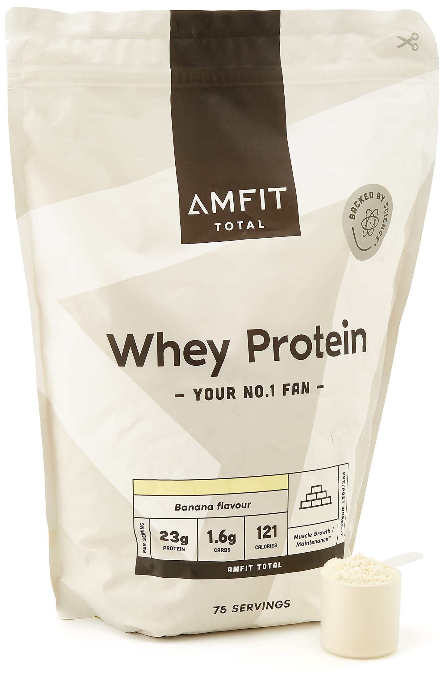 Amazon Brand - Amfit Nutrition Whey Protein Powder, Chocolate Flavour, 33 Servings, 1 kg (Pack of 1)