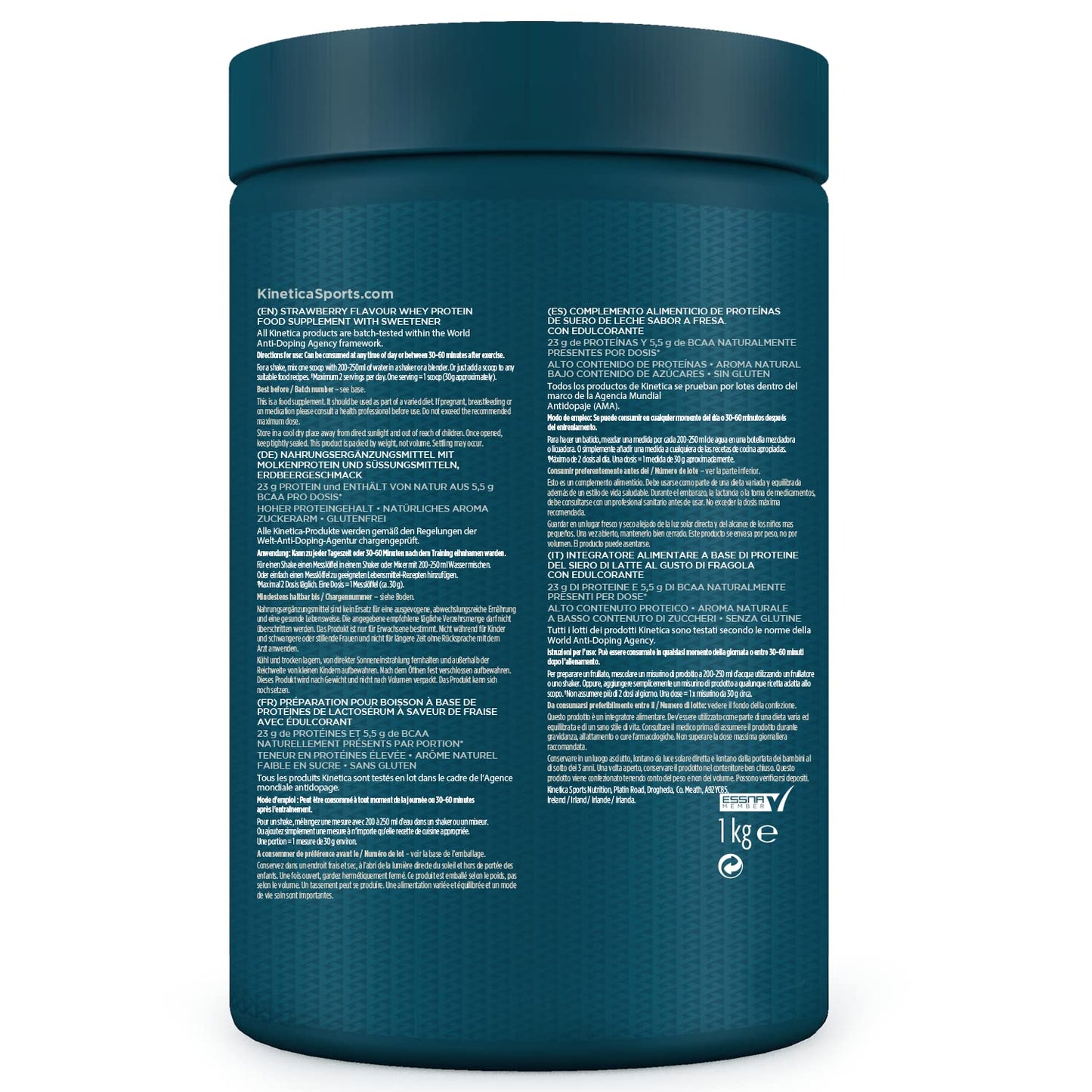 Kinetica Chocolate Whey Protein Powder | 2.27kg | 22g Protein per Serving | 75 Servings | Sourced from EU Grass-Fed Cows | Superior Mixability & Taste