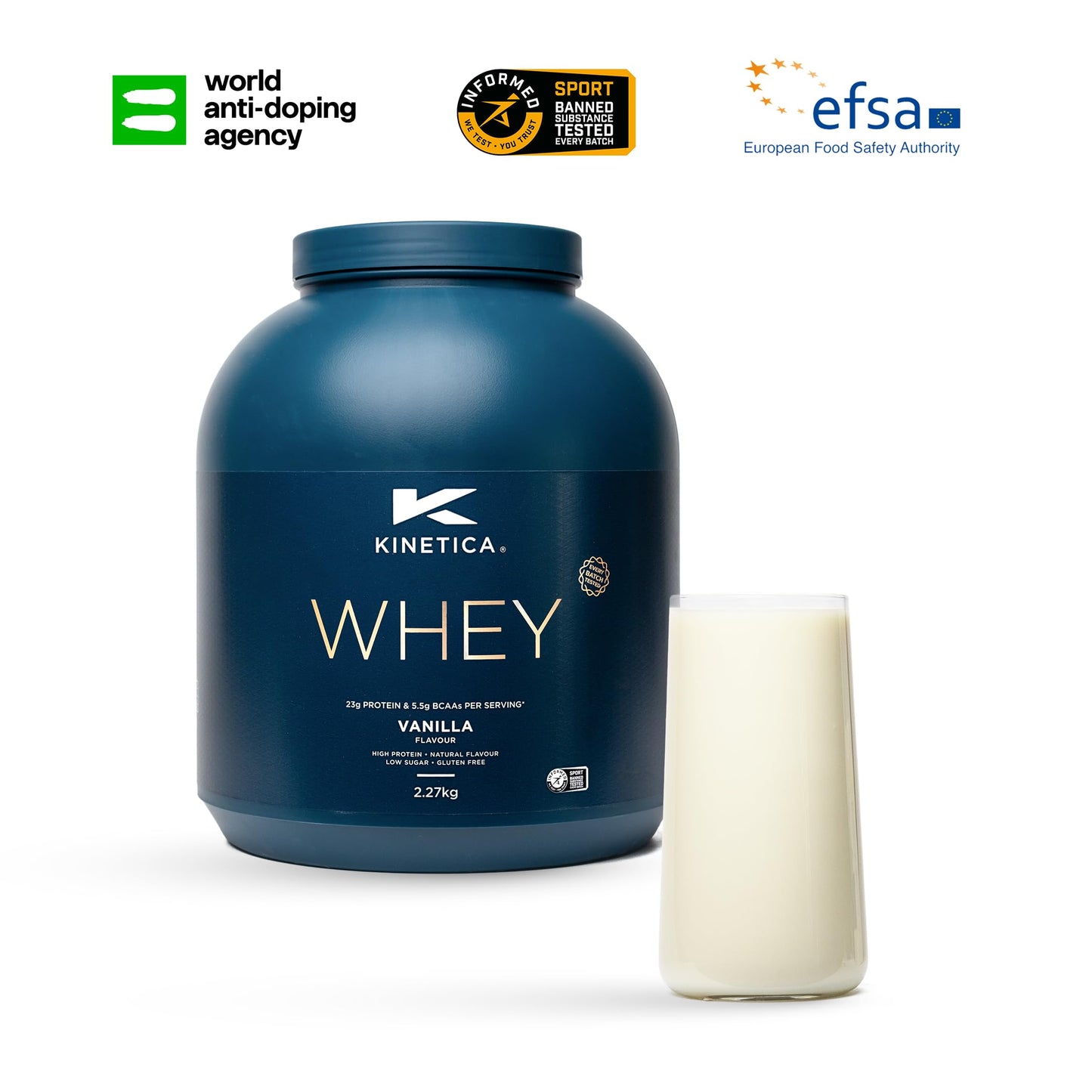 Kinetica Chocolate Whey Protein Powder | 2.27kg | 22g Protein per Serving | 75 Servings | Sourced from EU Grass-Fed Cows | Superior Mixability & Taste