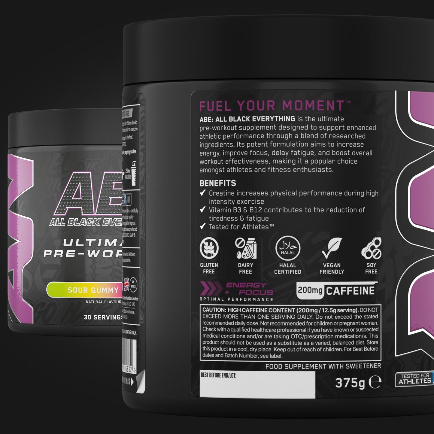 Applied Nutrition ABE Pre Workout - All Black Everything Pre Workout Powder, Energy & Physical Performance with Citrulline, Creatine, Beta Alanine (375g - 30 Servings) (Cherry Cola)