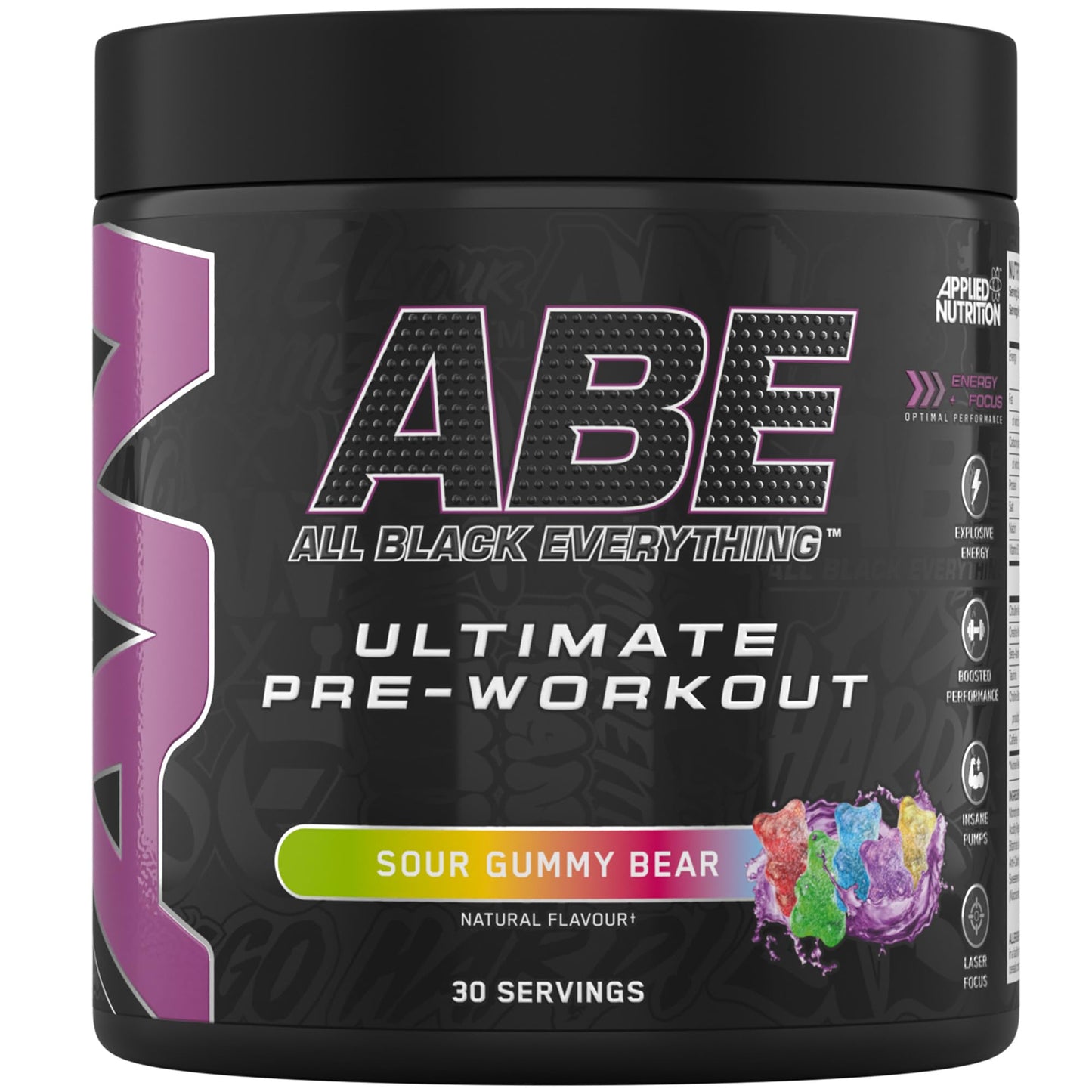 Applied Nutrition ABE Pre Workout - All Black Everything Pre Workout Powder, Energy & Physical Performance with Citrulline, Creatine, Beta Alanine (375g - 30 Servings) (Cherry Cola)