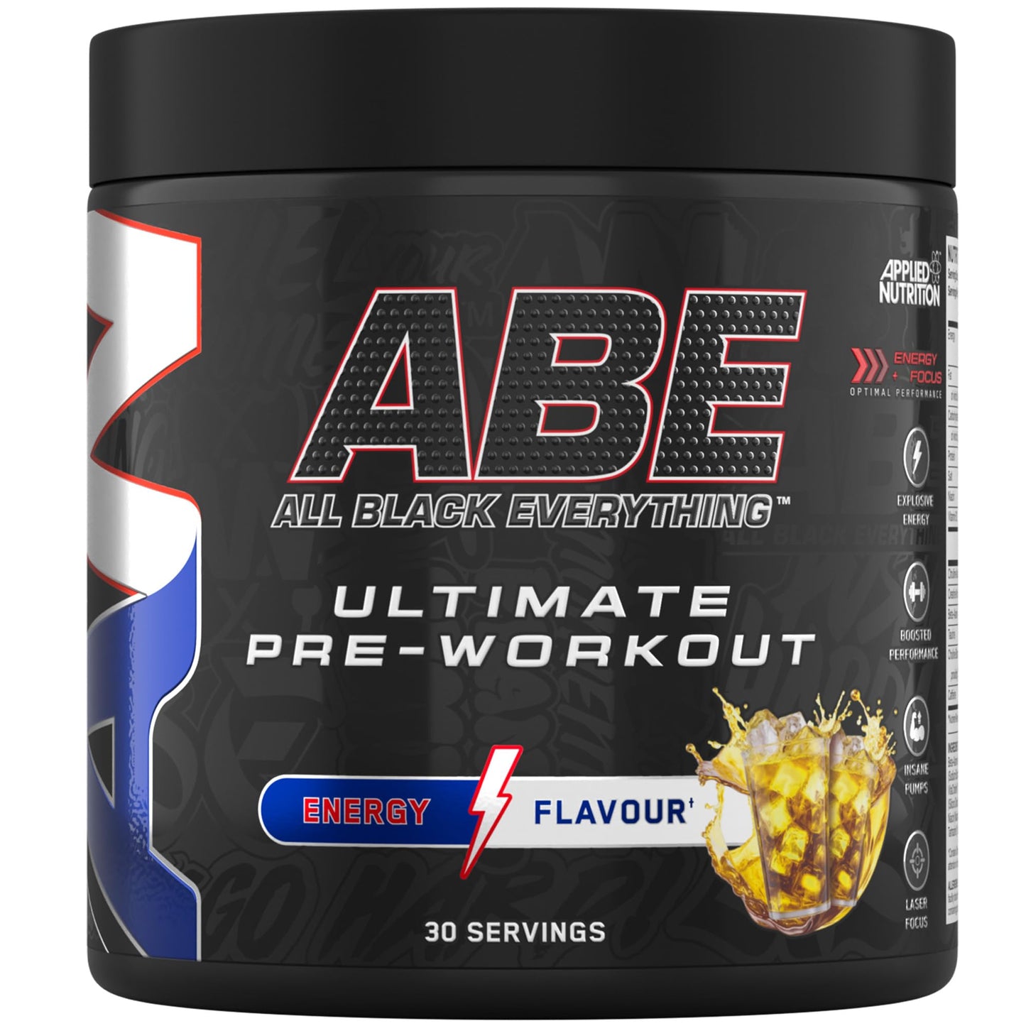 Applied Nutrition ABE Pre Workout - All Black Everything Pre Workout Powder, Energy & Physical Performance with Citrulline, Creatine, Beta Alanine (375g - 30 Servings) (Cherry Cola)