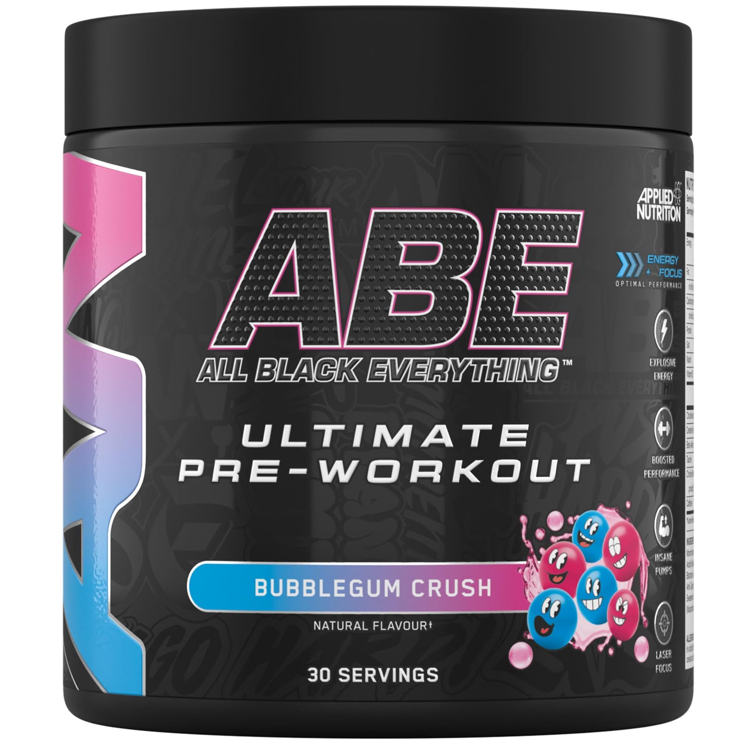 Applied Nutrition ABE Pre Workout - All Black Everything Pre Workout Powder, Energy & Physical Performance with Citrulline, Creatine, Beta Alanine (375g - 30 Servings) (Cherry Cola)