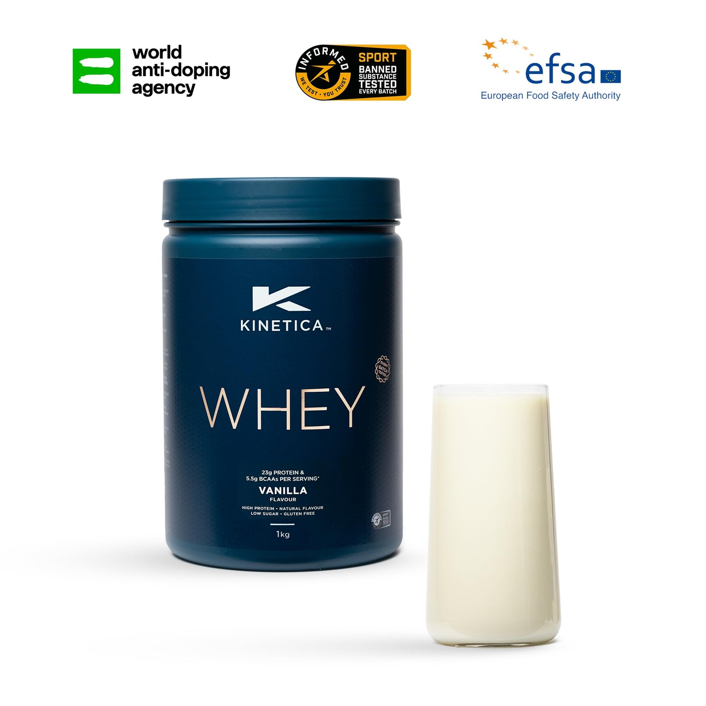 Kinetica Chocolate Whey Protein Powder | 2.27kg | 22g Protein per Serving | 75 Servings | Sourced from EU Grass-Fed Cows | Superior Mixability & Taste