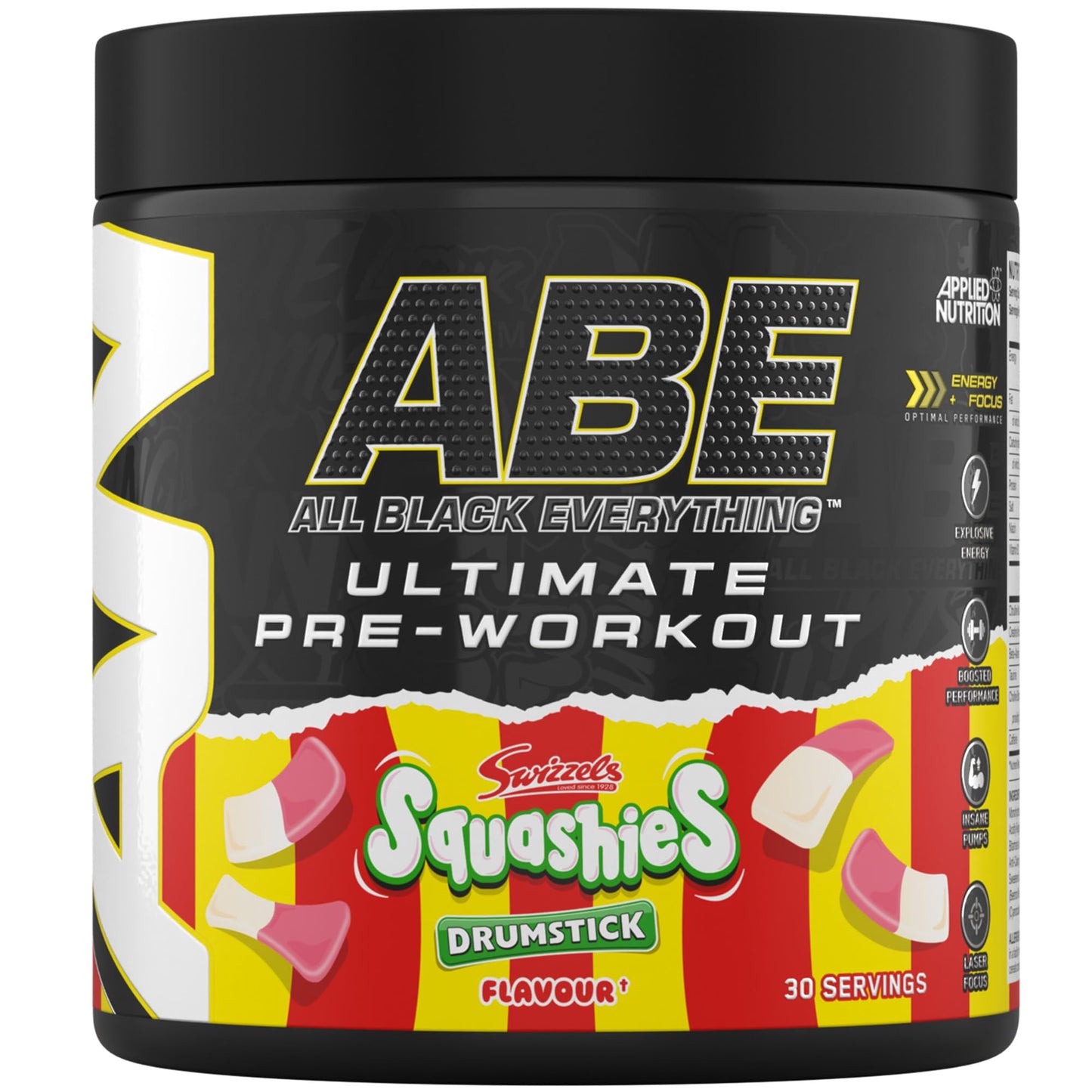 Applied Nutrition ABE Pre Workout - All Black Everything Pre Workout Powder, Energy & Physical Performance with Citrulline, Creatine, Beta Alanine (375g - 30 Servings) (Cherry Cola)