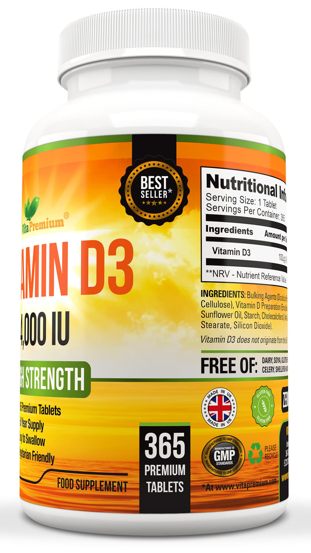 Vitamin D 4,000 IU Softgels, Maximum Strength Vitamin D3 Supplement, 365 Easy to Swallow Tablets - Full Year Supply