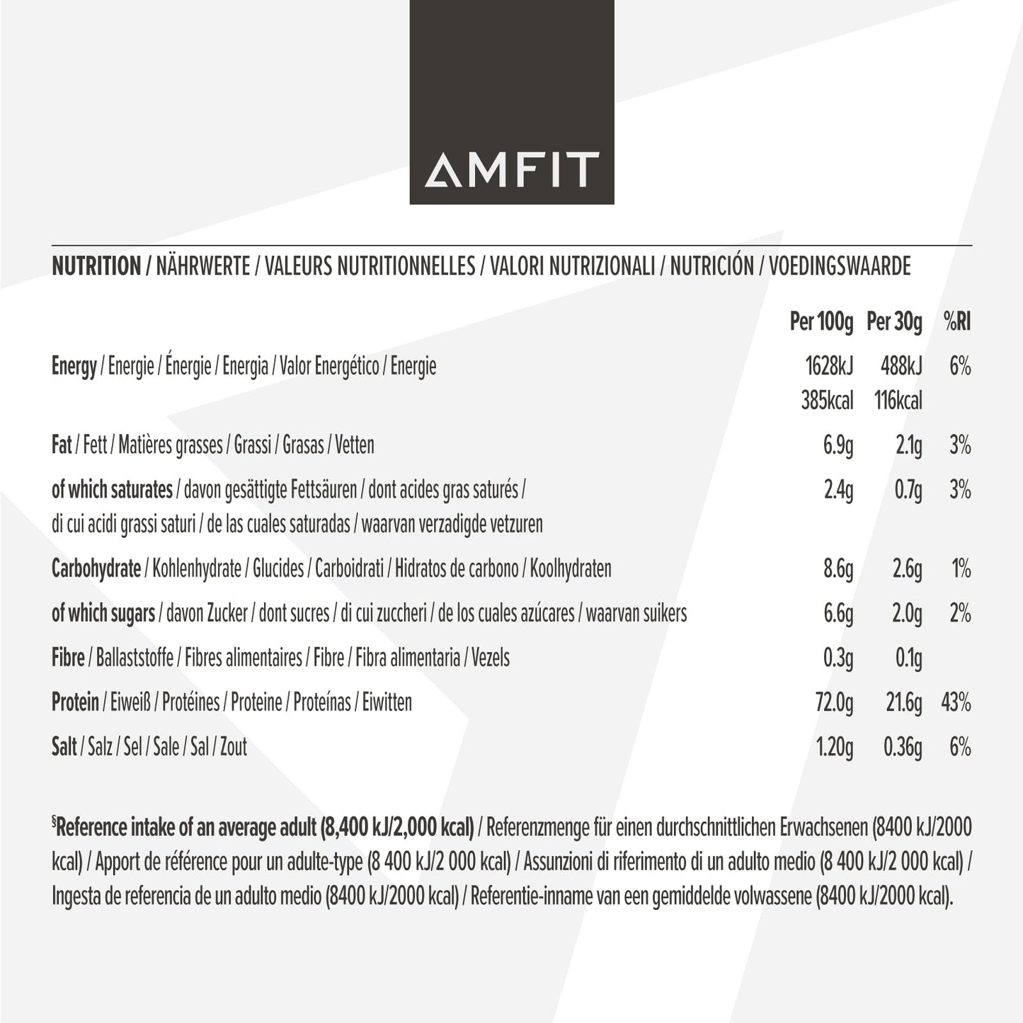 Amazon Brand - Amfit Nutrition Whey Protein Powder, Chocolate Flavour, 33 Servings, 1 kg (Pack of 1)