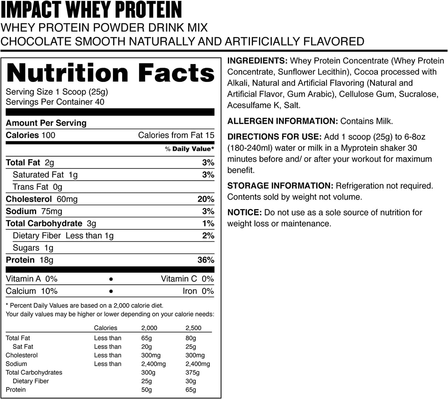 Myprotein Impact Whey Protein, 1 kg, Chocolate Smooth