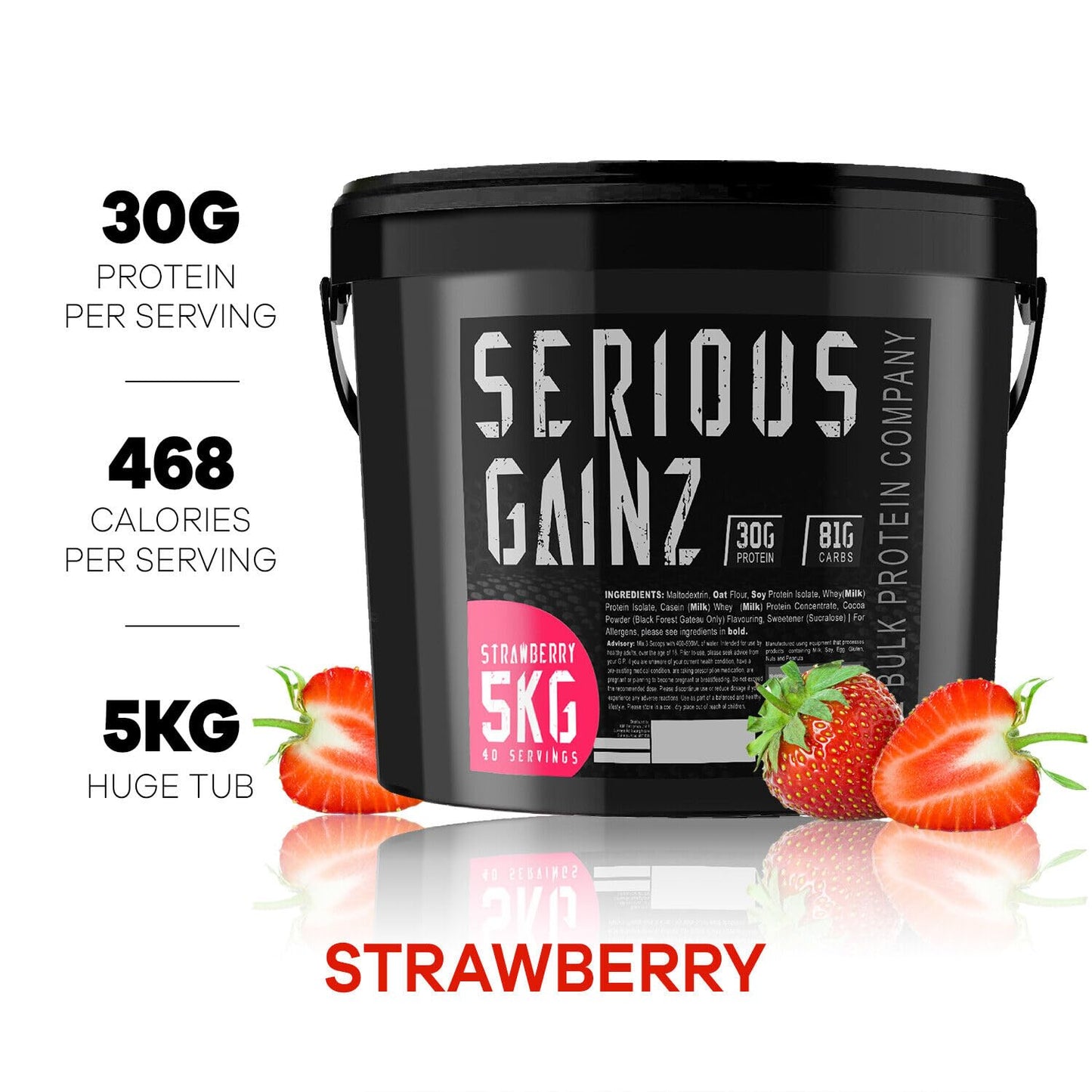 The Bulk Protein Company, SERIOUS GAINZ - Whey Protein Powder - Weight Gain, Mass Gainer - 30g Protein Powders (Chocolate, 5kg)