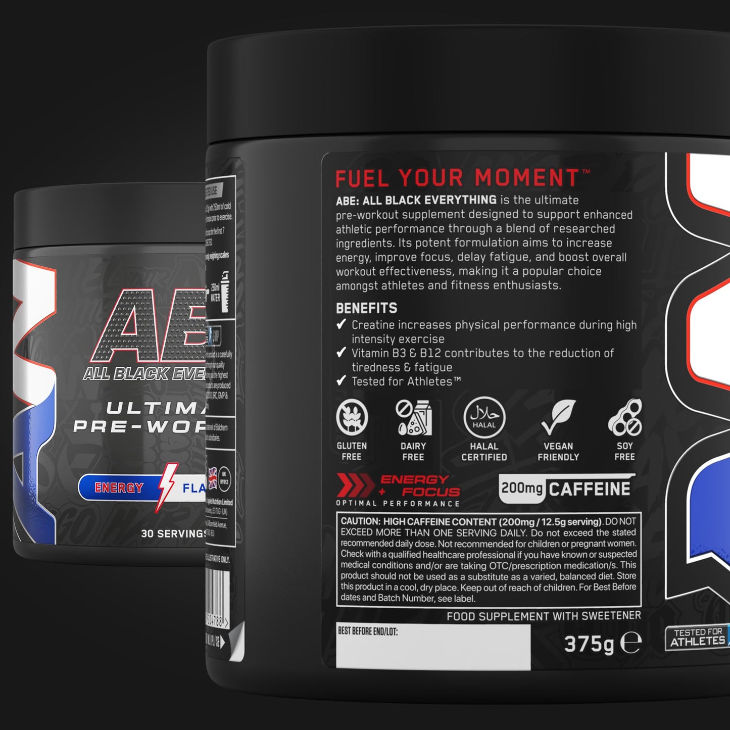 Applied Nutrition ABE Pre Workout - All Black Everything Pre Workout Powder, Energy & Physical Performance with Citrulline, Creatine, Beta Alanine (375g - 30 Servings) (Cherry Cola)