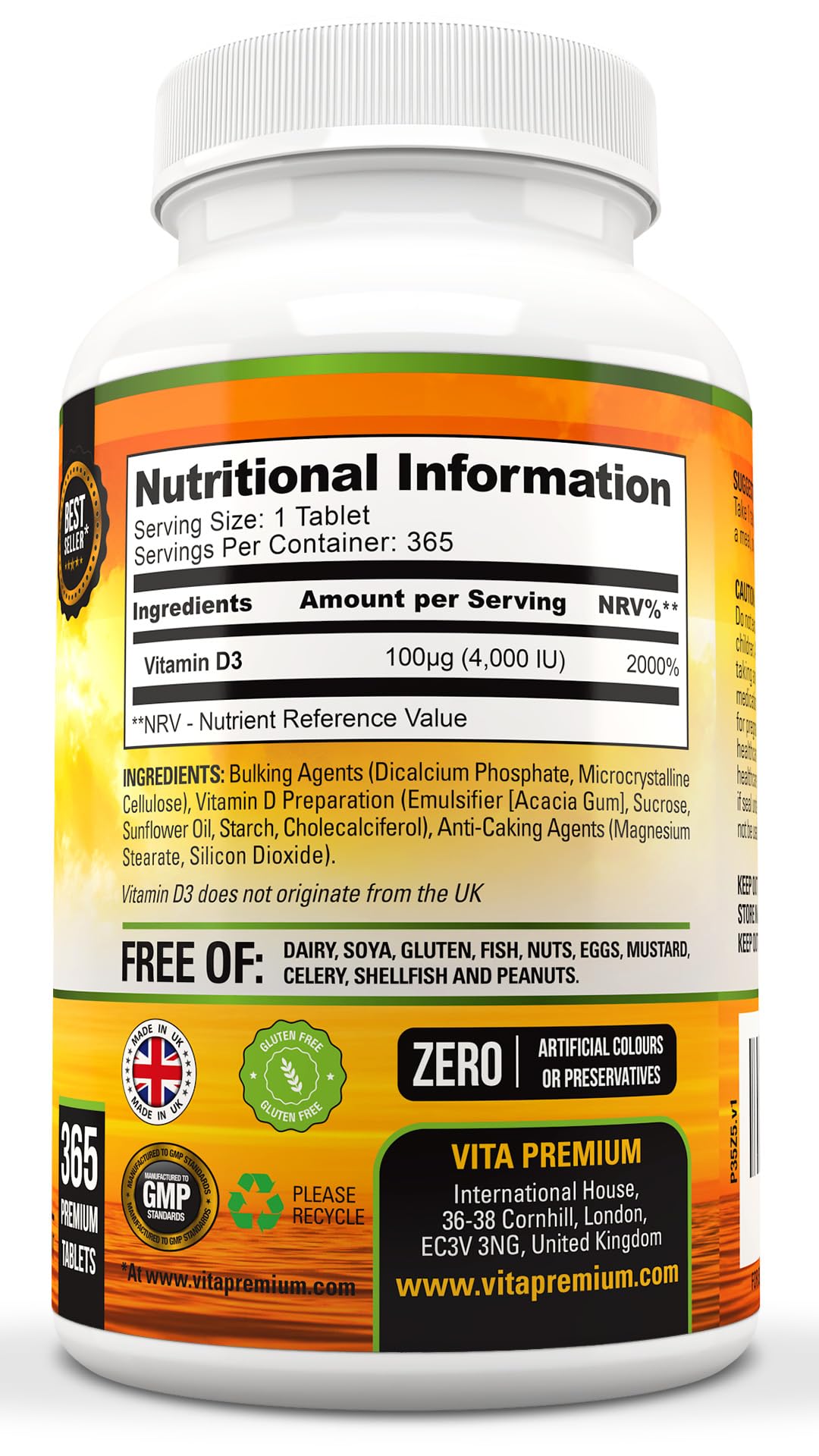 Vitamin D 4,000 IU Softgels, Maximum Strength Vitamin D3 Supplement, 365 Easy to Swallow Tablets - Full Year Supply