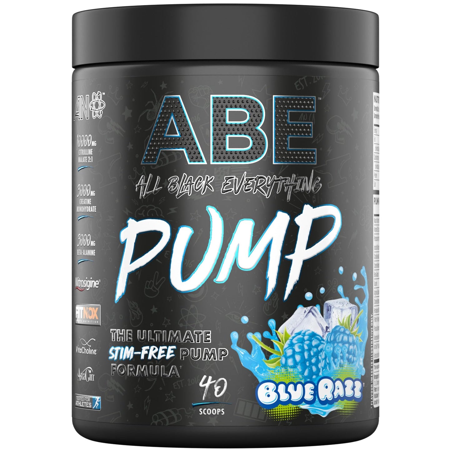 Applied Nutrition ABE Pump Pre Workout - All Black Everything Stim Free Pump Pre Workout Powder | Pump, Energy & Strength with Citrulline, Creatine, Beta-Alanine (500g - 40 Servings) (Tigers Blood)