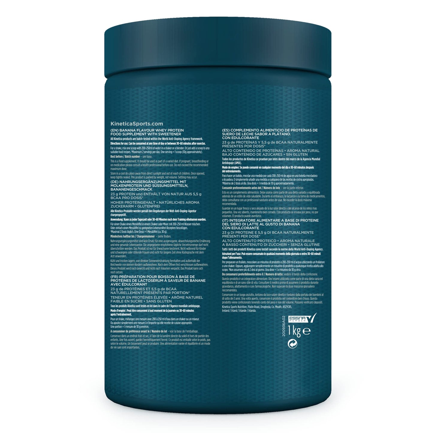 Kinetica Chocolate Whey Protein Powder | 2.27kg | 22g Protein per Serving | 75 Servings | Sourced from EU Grass-Fed Cows | Superior Mixability & Taste