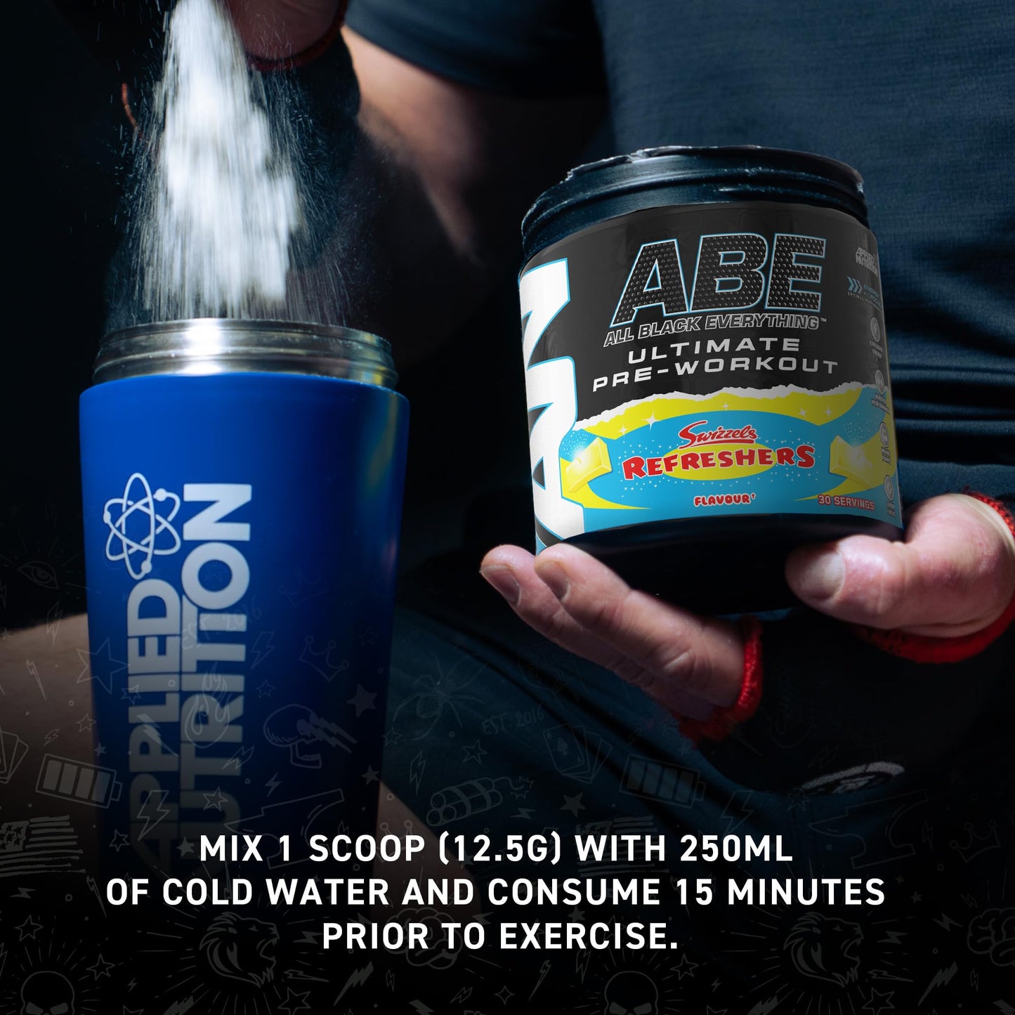 Applied Nutrition ABE Pre Workout - All Black Everything Pre Workout Powder, Energy & Physical Performance with Citrulline, Creatine, Beta Alanine (375g - 30 Servings) (Cherry Cola)