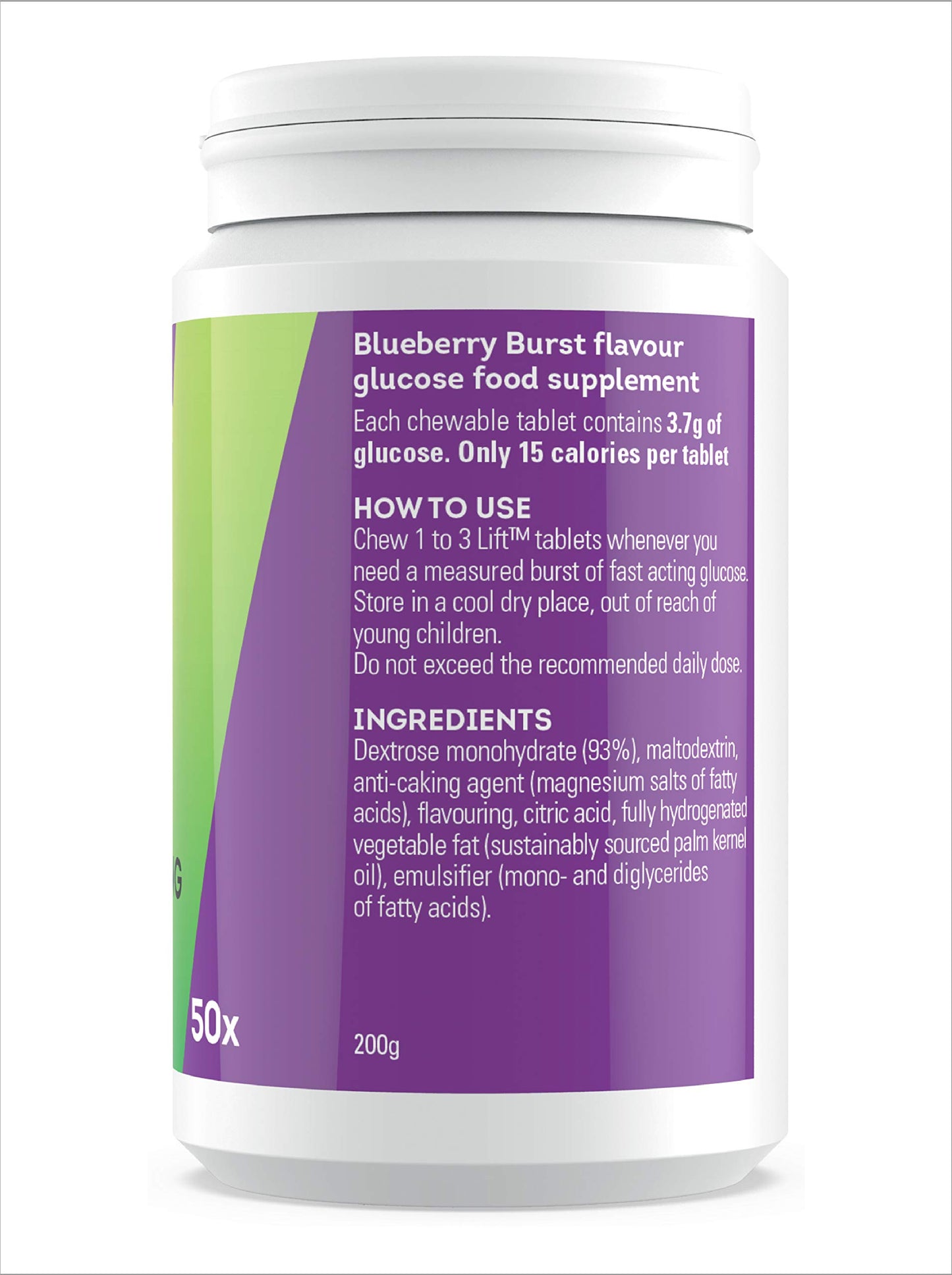 Lift | Fast-Acting Glucose Chewable Energy Tablets | Blueberry | 6 Pack of 50-Tablet Tubs