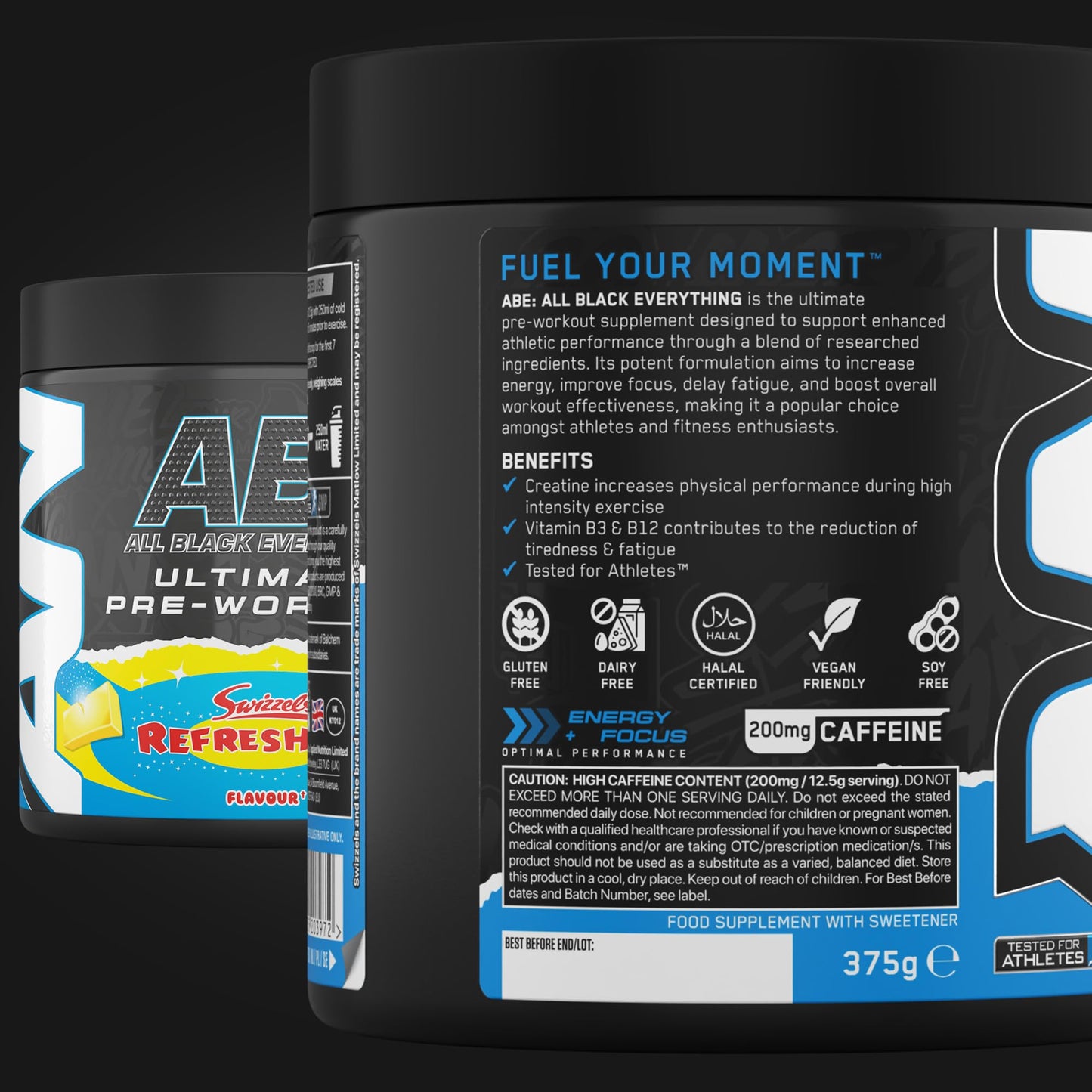 Applied Nutrition ABE Pre Workout - All Black Everything Pre Workout Powder, Energy & Physical Performance with Citrulline, Creatine, Beta Alanine (375g - 30 Servings) (Cherry Cola)