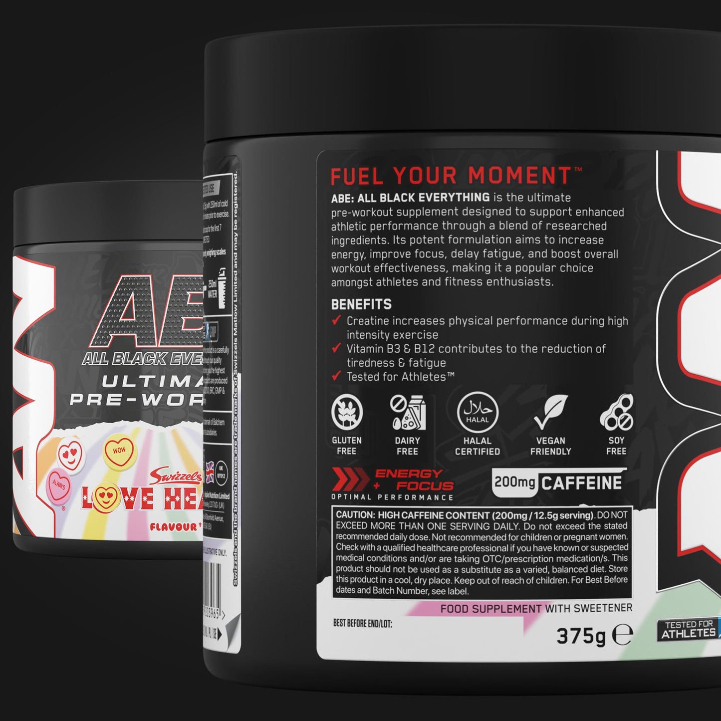 Applied Nutrition ABE Pre Workout - All Black Everything Pre Workout Powder, Energy & Physical Performance with Citrulline, Creatine, Beta Alanine (375g - 30 Servings) (Cherry Cola)