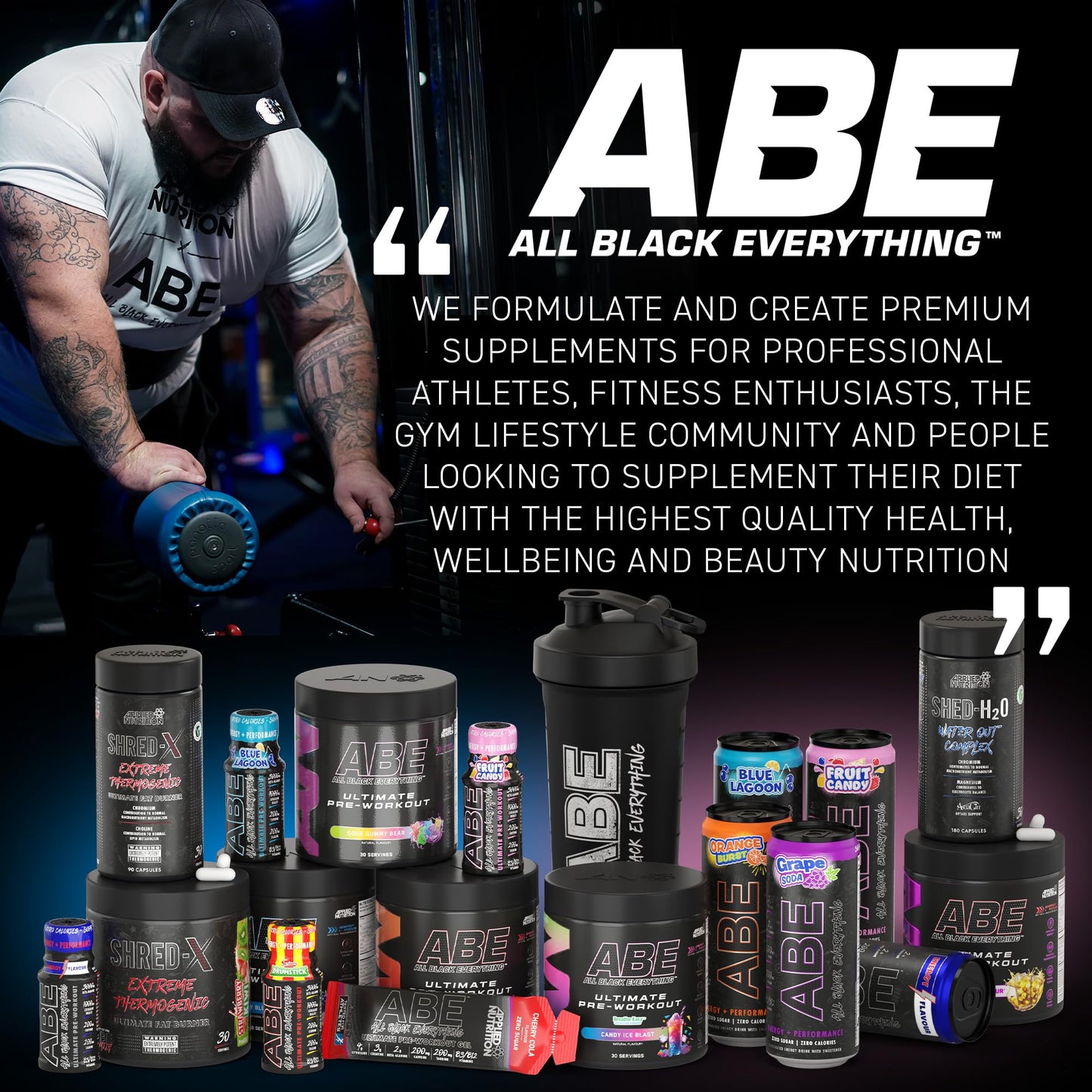 Applied Nutrition ABE Pre Workout - All Black Everything Pre Workout Powder, Energy & Physical Performance with Citrulline, Creatine, Beta Alanine (375g - 30 Servings) (Cherry Cola)